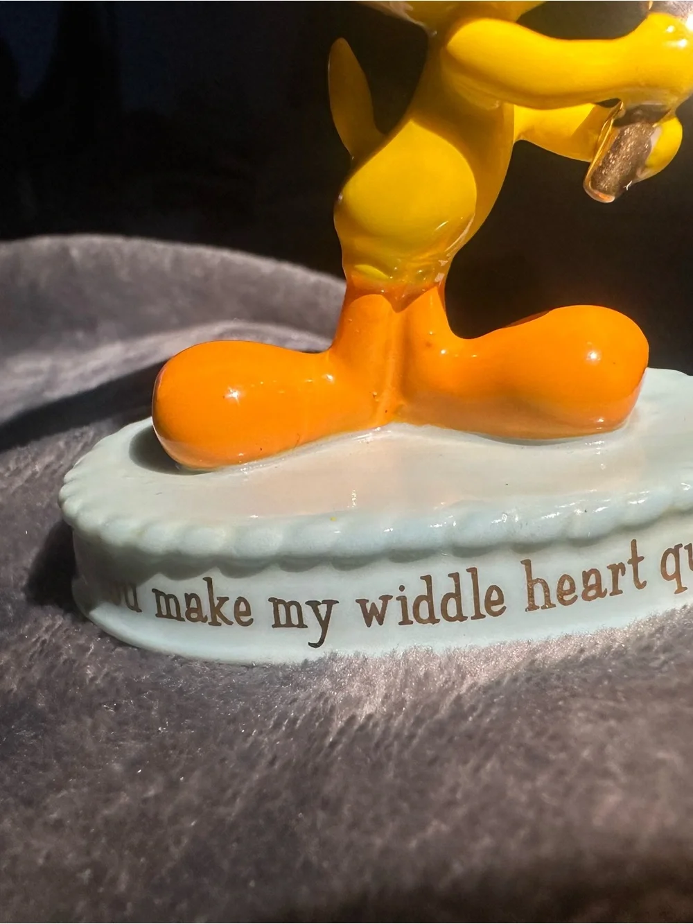 Danbury Mint Yellow Tweety Ceramic Figurine with Orange Feet and Blue Eyes
